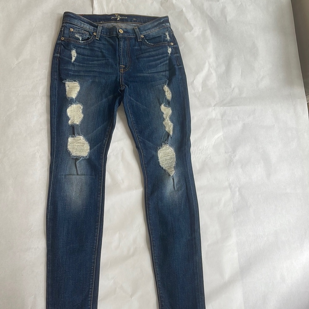 7 For All Mankind distressed the skinny denim